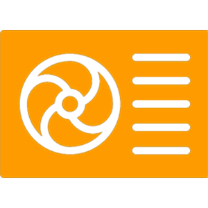 A green and orange icon of an object with lines.