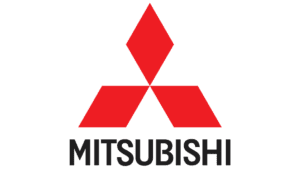 A red and black logo for mitsubishi.